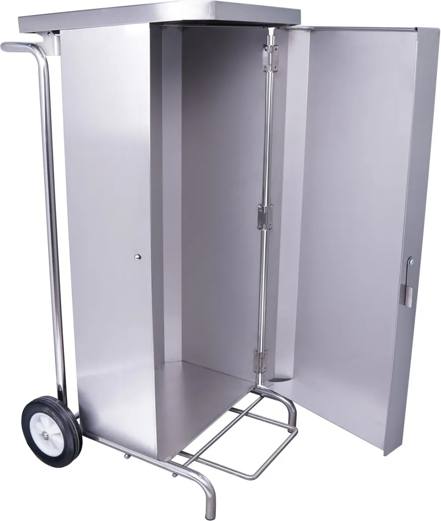Collecteur de déchets inox 130 litres mobile Saro avec pédale large
