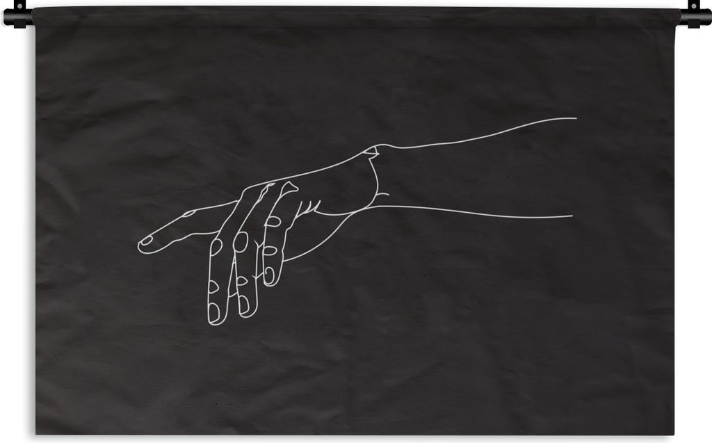 MuchoWow Wandteppich Wandbehang Hand - Linienkunst - Minimalismus 150x100 cm Tapisserie Dekoration Wandtuch - Waschbar - Tapisserien - Wand-Decke