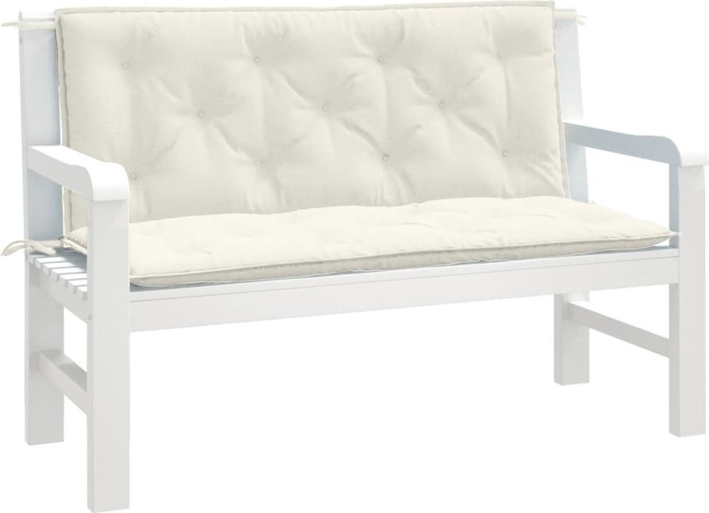 "2026 Promotion" Gartenbank-Auflagen 2 Stk. - Hohe Qualität - Melange Creme 120x50x7 cm Stoff - Gartenmöbelauflagen CC23005