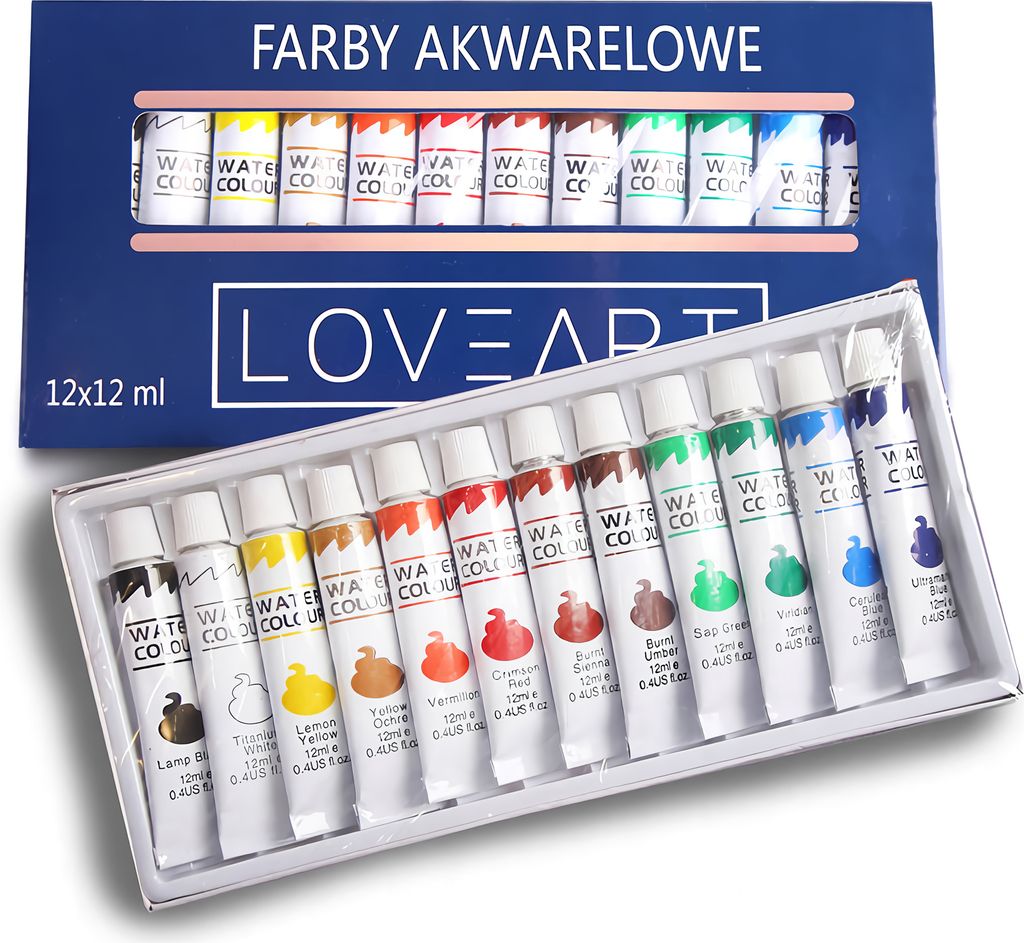 LOVEART Aquarellfarben Set 12 Tuben x 12 ml Aquarell Produktbild 