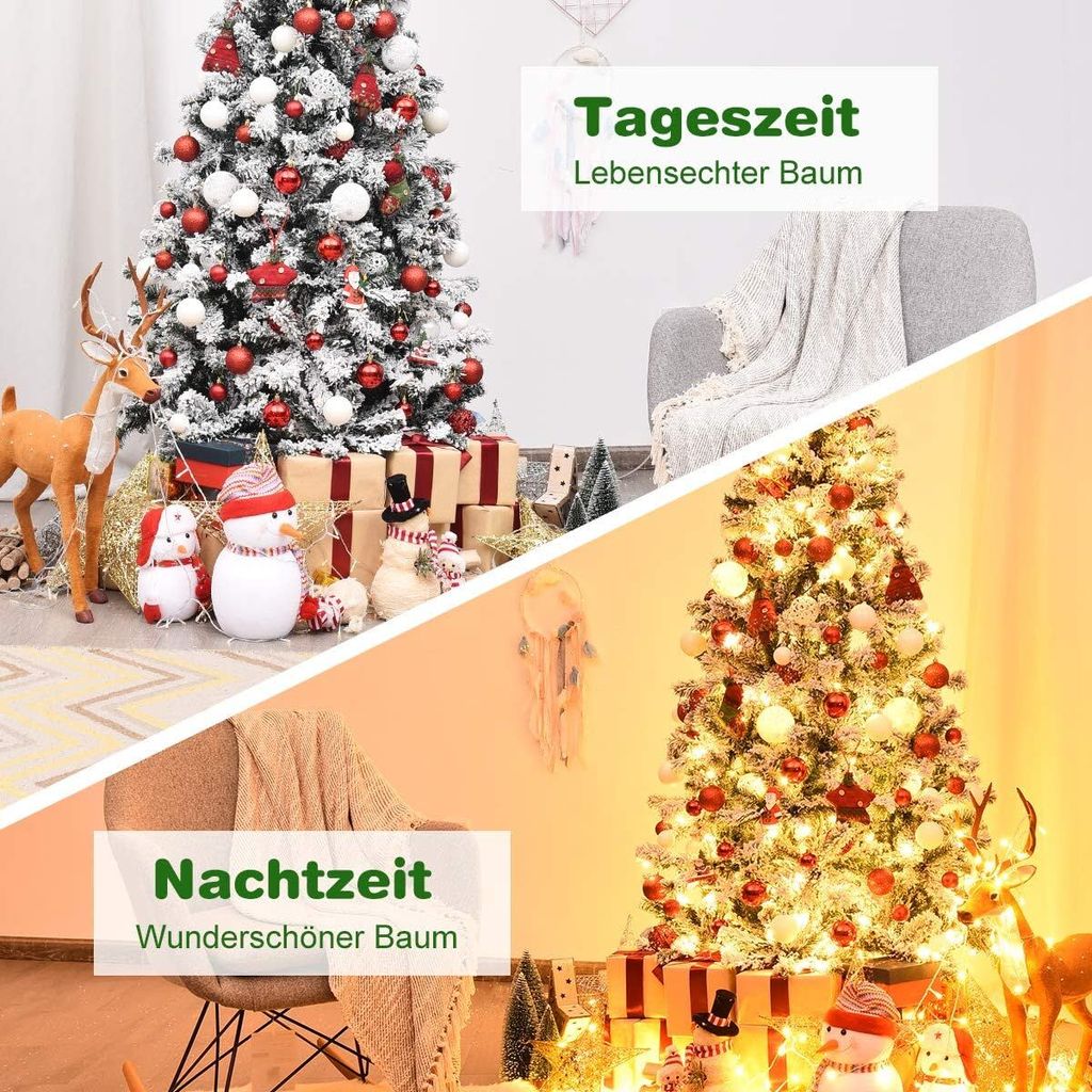 COSTWAY 180cm Knstlicher Weihnachtsbaum mit Schnee inkl.