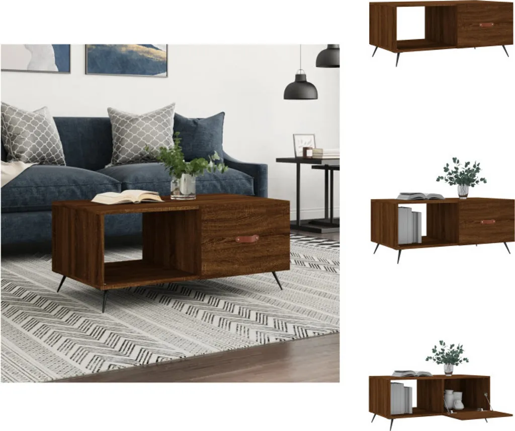 vidaXL Tavolino da caffè in rovere marrone 90x50x40 cm materiale a base di legno - Tavolini da caffè