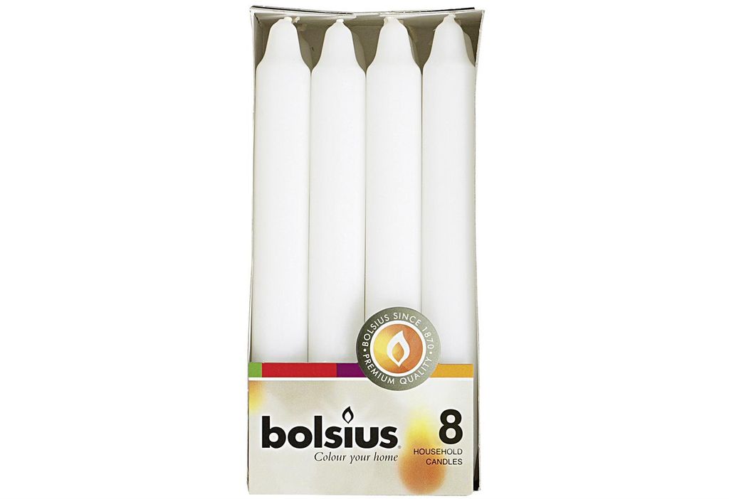 Bolsius 103603671802 Kronenkerzen 18x2,1 weiß, weiß (8er Pack)