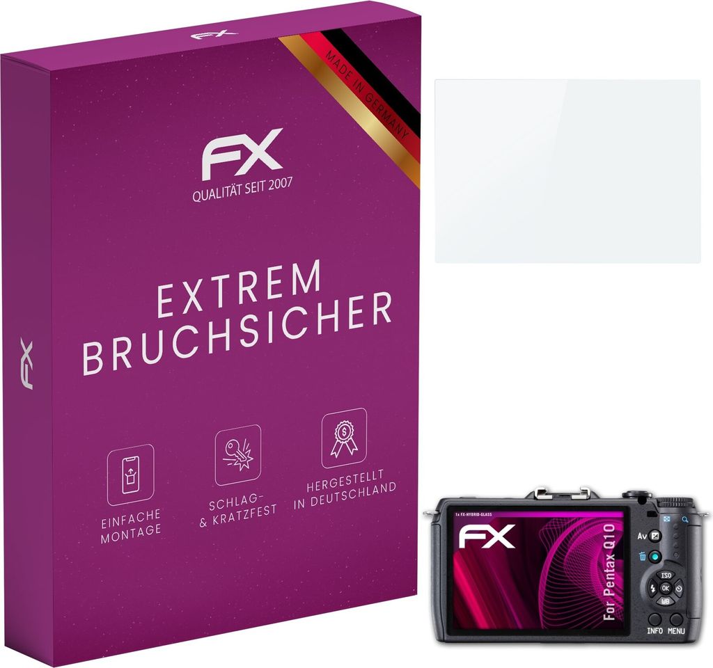 atFoliX FX-Hybrid-Glass Displayfolie kompatibel mit Pentax Q10 Glasfolie