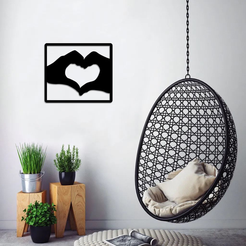 Wallity Love TNL1420 Décoration Murale Noire en Métal 50x44 cm Design