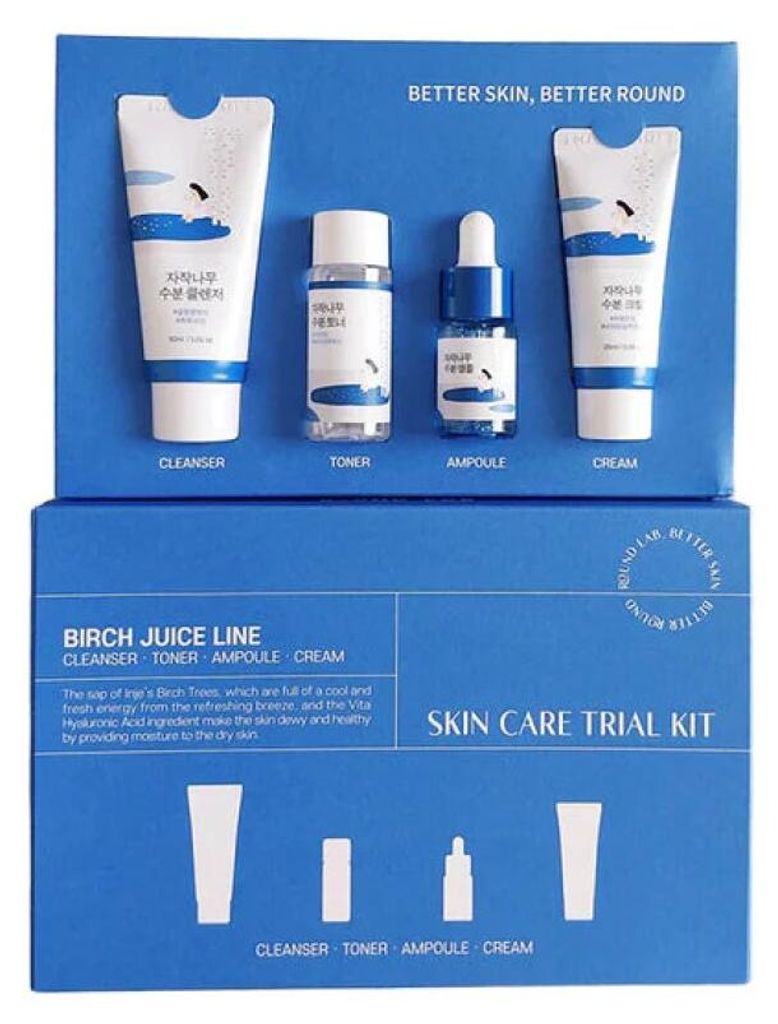Round Lab - Birkensaft-Probierset ( Reinigungsmittel+ Toner+ Ampulle+ Creme)