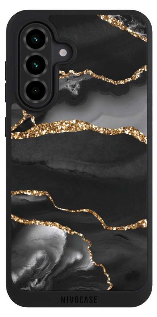 NIVOCASE Handyhülle für Samsung Galaxy A36 5G Hülle NIVOpure Case Schwarz Glitzer Look Marmor Muster