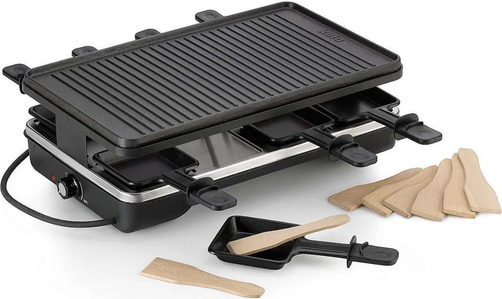 Kela Geneva Raclette 8 Personnes Noir - Appareil à Gourmet 1300W