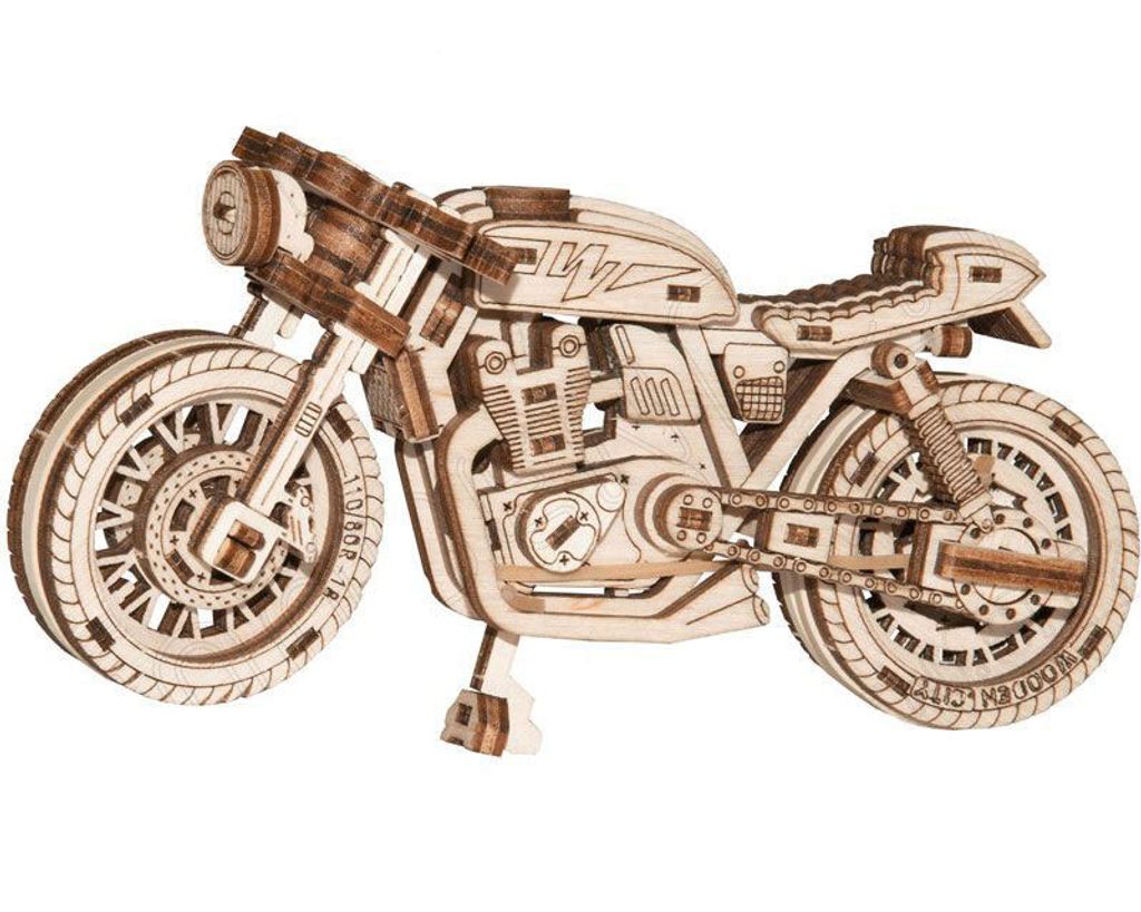 Wooden.City Holz-Bausatz Motorrad Cafe Racer - Modellbau Produktbild 