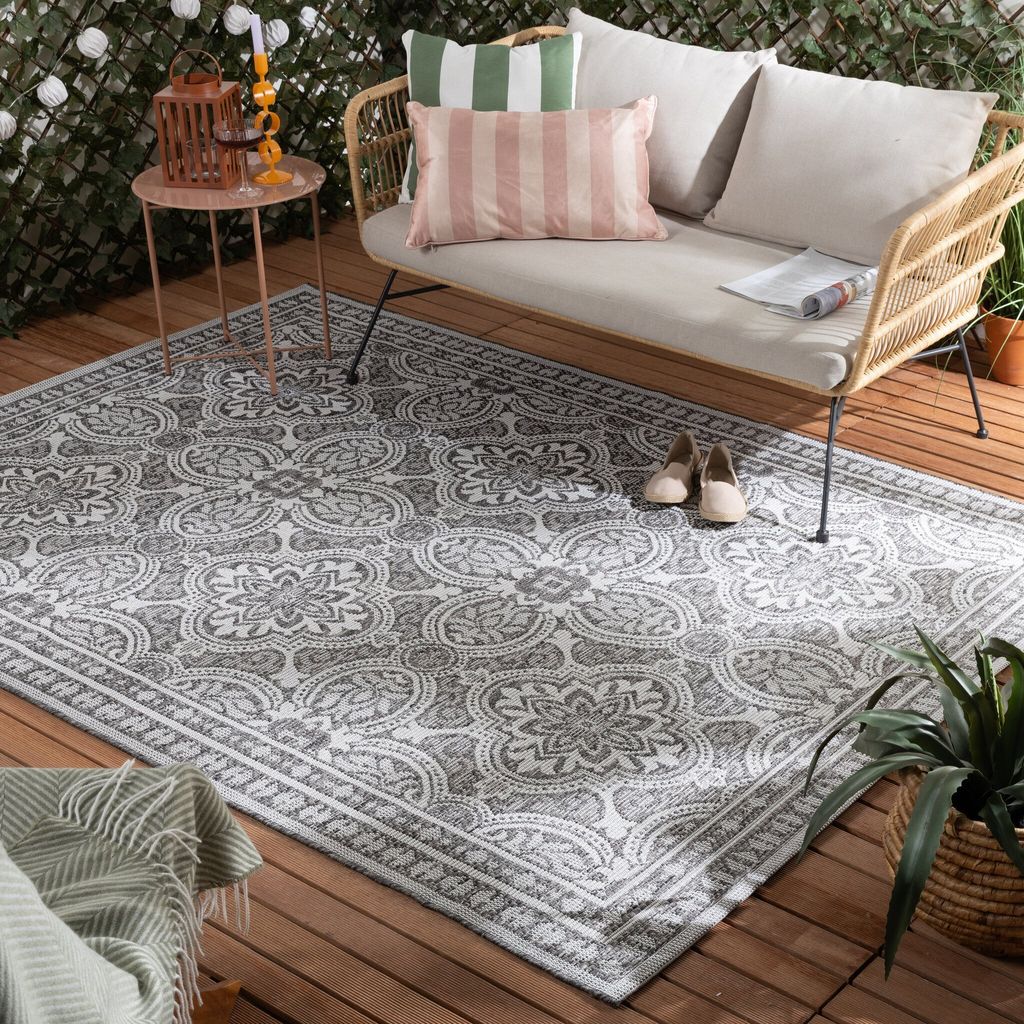 Outdoor Teppich - Summer Oriental Grau - 160x230 cm - Balkon, Garten, Terrasse - FRAAI | Home & Living - Boho, Ländlich, Modern