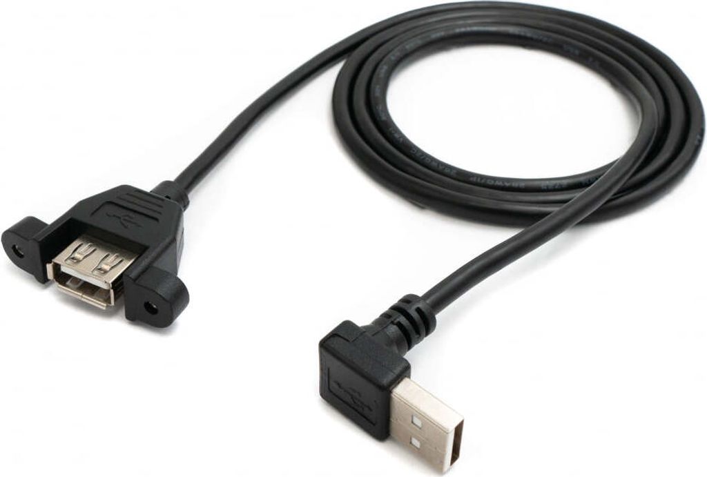 USB 2.0 Kabel 30 cm Typ A Buchse zu Stecker Schraube Winkel Schwarz