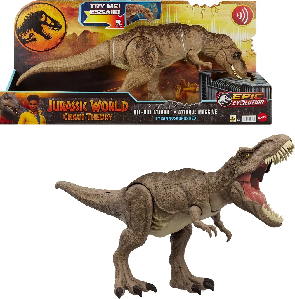 T-Rex All Out Attack Jurassic World Mattel avec Mouvement de Morsure