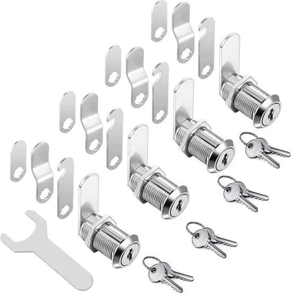 Serrure 30 mm lot de 4 avec 2 clés pour boîte aux lettres et vestiaire