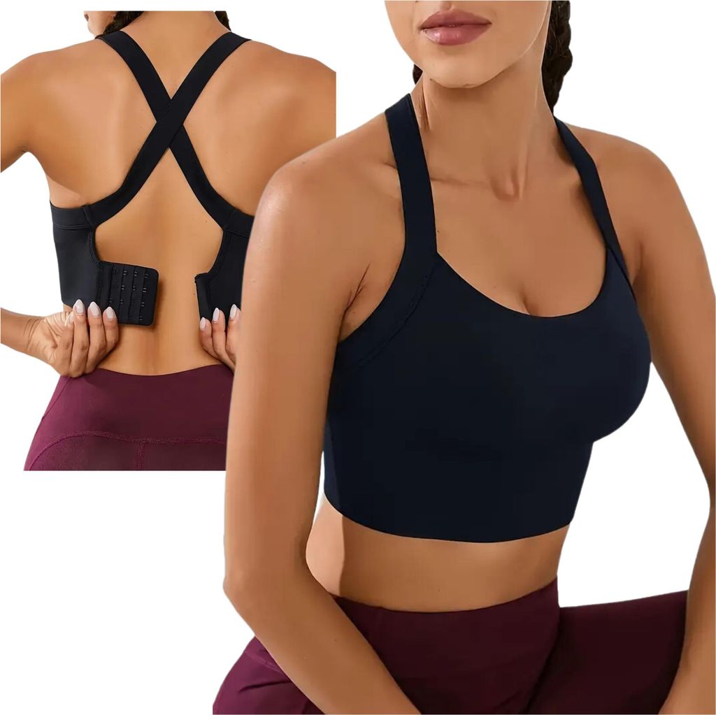 FIT4MED | Sport-bh - Schwarz - Größe L - Bequemer Sport-bh - Atmungsaktives Material