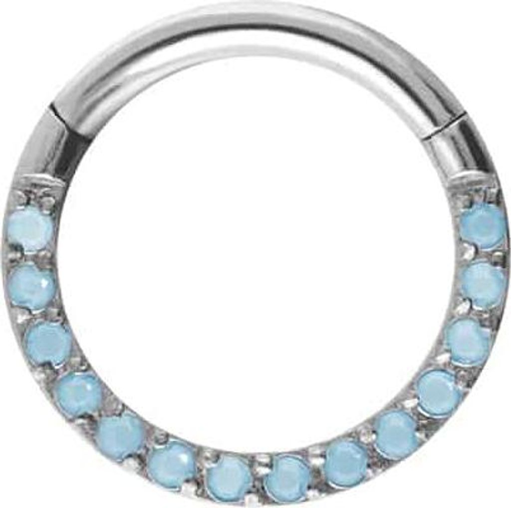 Ohrpiercing, Nasenpiercing, Septum Piercing Titan Segmentring Clicker EINGEFASSTE SYNTHETISCHE TÜRKISE Silber Innendurchmesser: 8 mm
