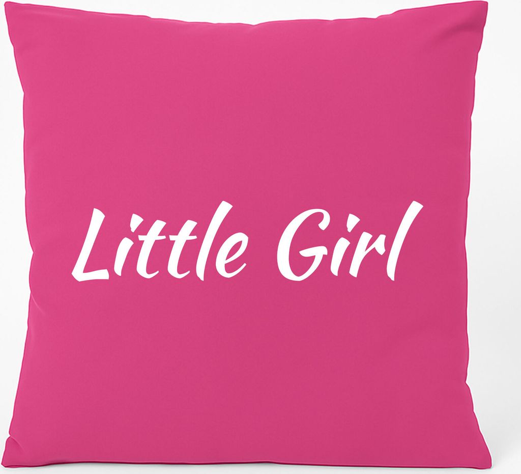 Huuraa Kissen Little Girl Schriftzug 40x40cm mit Füllung Fuchsia Baumwolle Dekokissen Geschenkidee