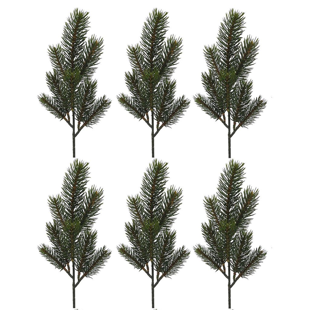 6 x Künstliche Tannenzweige L 40 cm - 8 Triebe für Produktbild 