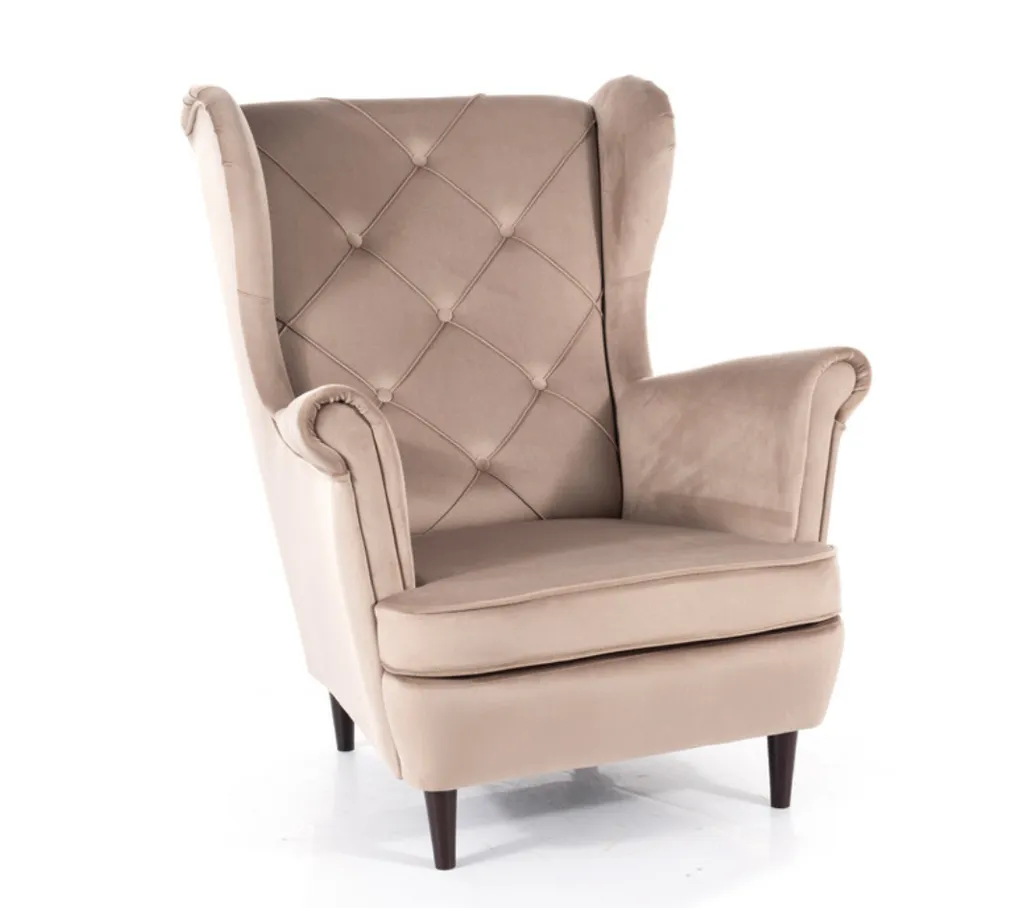 Fauteuil DANYLO tapissé beige foncé - Assise rembourrée et douce
