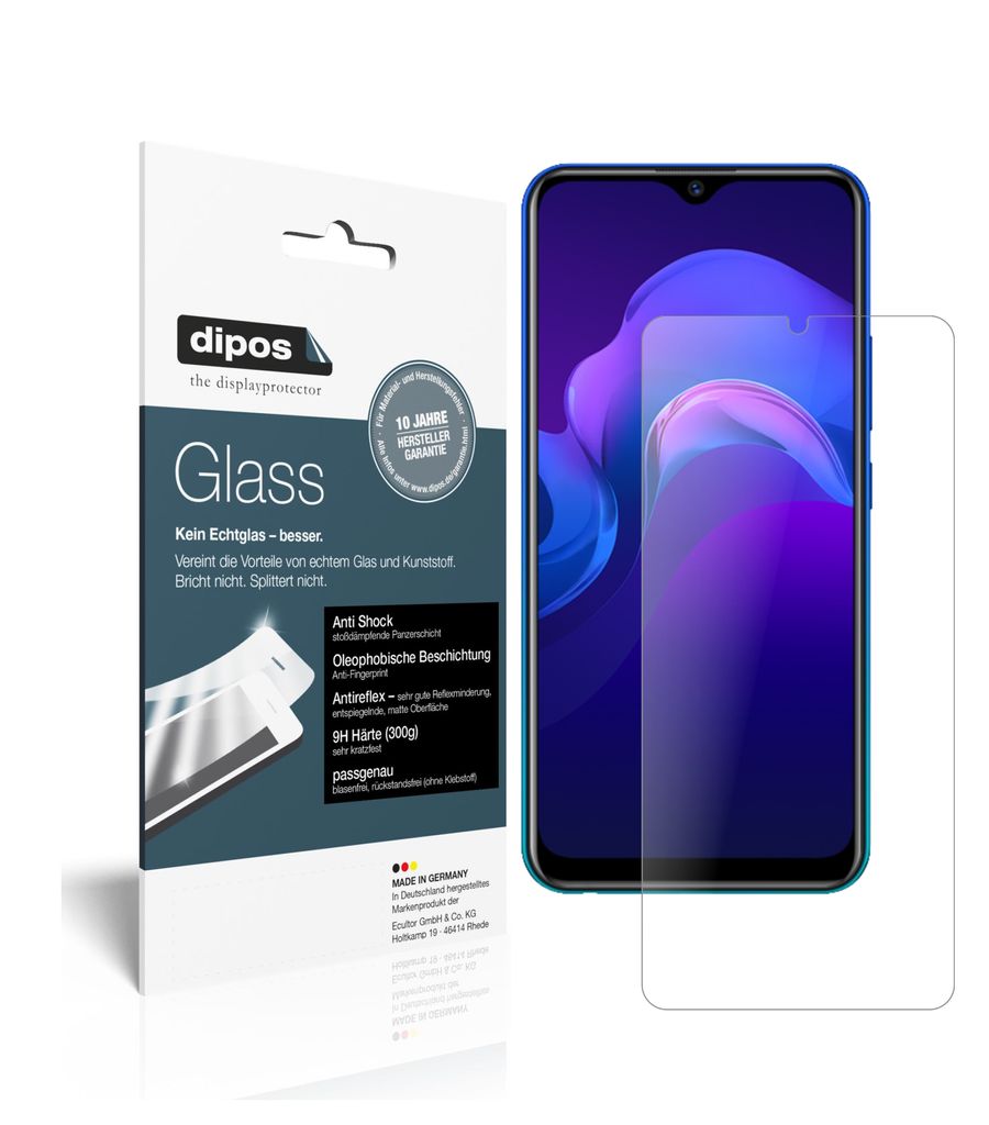 2x Schutzfolie für Vivo Y12 matt - Anti-Shock 9H Folie dipos Glass Kunststoffglas