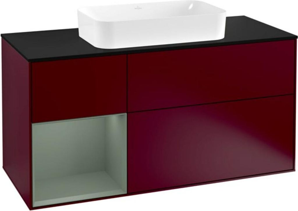 V&B Waschtischunterschrank Wandbeleuchtung Finion 120cm, Pl b m, Reg li Oli. m Lac, Peo m