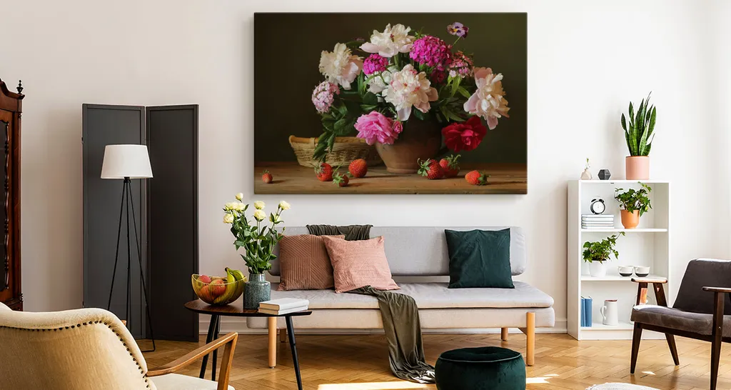 Quadri Moderni 2 Pezzi Con Peonie Fashion – Stampa Su Tela, Pronti Da Appendere, Made In Germany