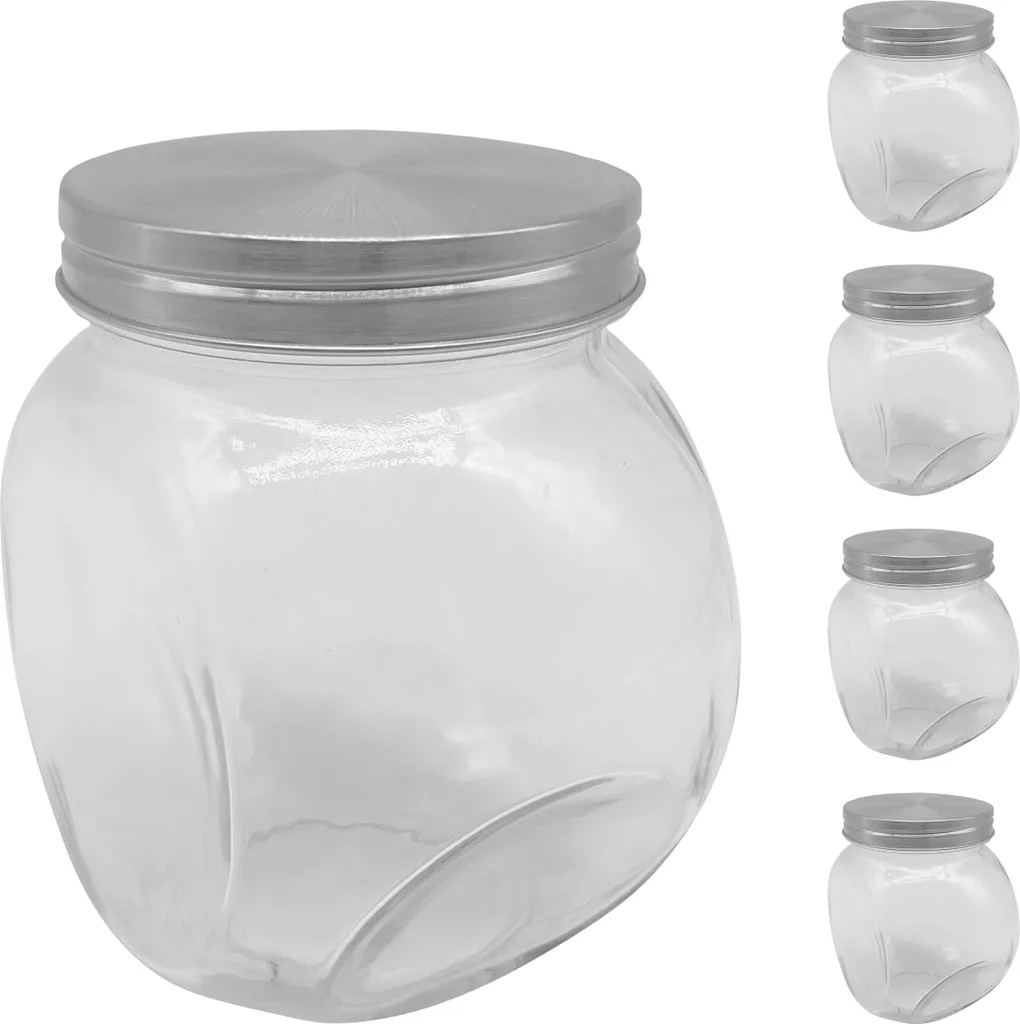 Organizer Cucina Relaxdays Vetro 650ml - Set 5 Contenitori Ermetici - 1