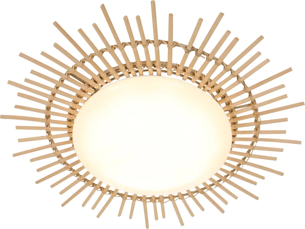 Plafonnier LED Design en Bambou Naturel Aura Ø 50cm pour Salon et Bureau