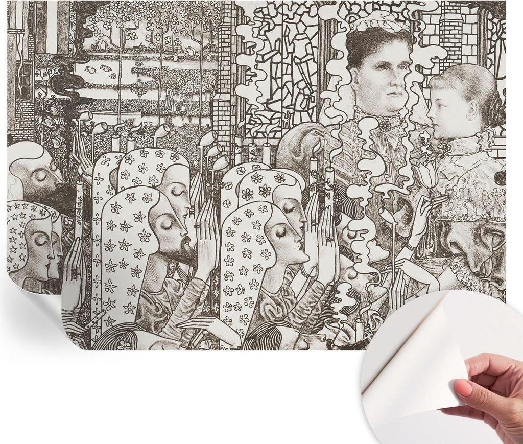 Selbstklebende Wandtapete - Dekorative Tapete für Wohnzimmer - Klebefolie für Wandbilder - Tapetenfolie für Wanddekoration - 312x219 cm - Blumen...