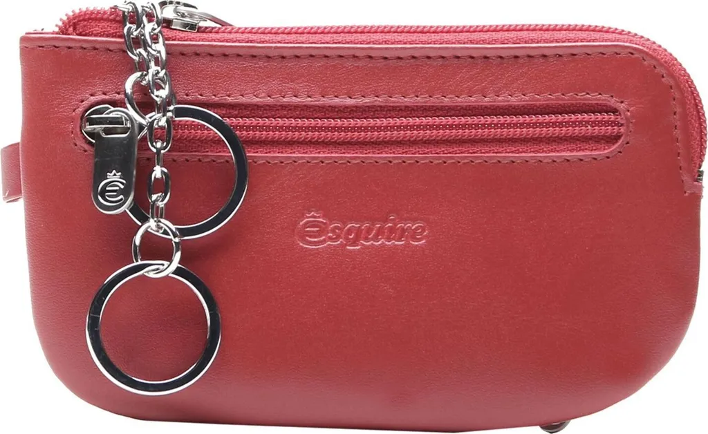 Esquire New Silk Astuccio Chiavi in Pelle Rosso Scuro con Zip Elegante