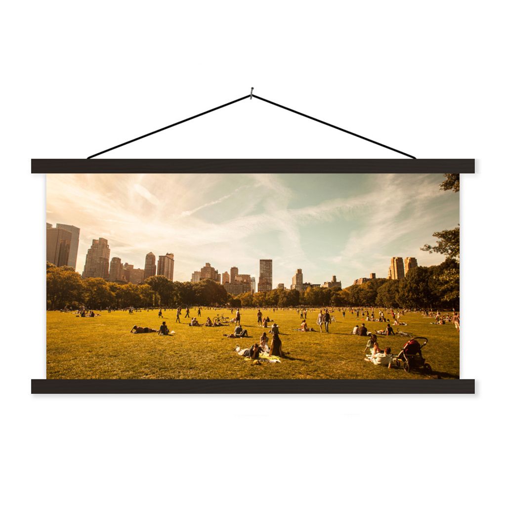 MuchoWow Textilposter New York - Central Park - Frühling 120x60 cm mit schwarzem Rahmen - Dekoration Schlafzimmer