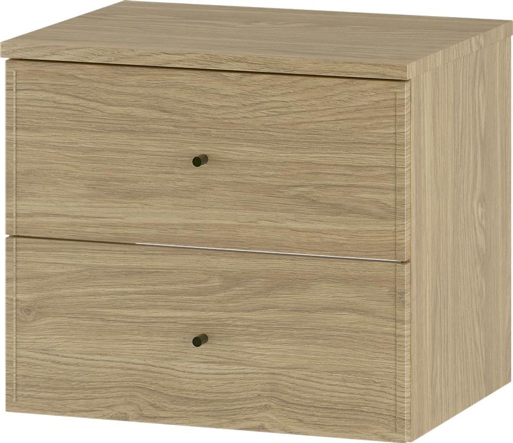 Badezimmer Waschbeckenunterschrank mit 60 cm Breite in Eiche mit Softclose-Funktion, 2 Schubladen - MURANO-140