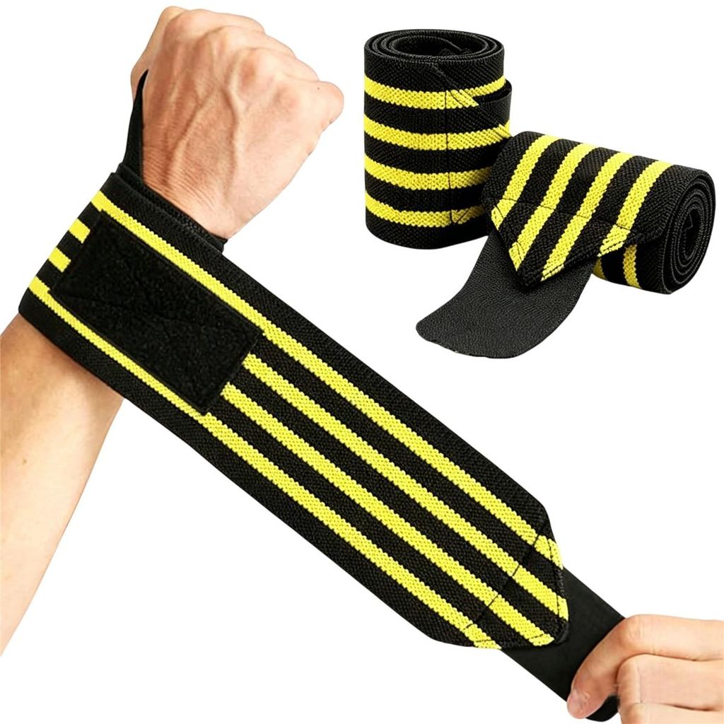Handgelenk Bandagen Wrist Wraps 50cm Handgelenkbandage fuer Fitness, Handgelenkstuetze, Bodybuilding, Kraftsport & Crossfit(Gelb)