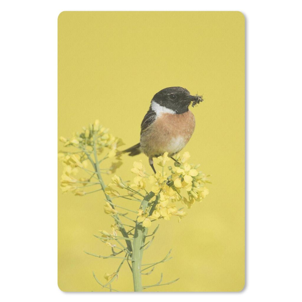 MuchoWow Mauspad Mousepad Vogel - Pflanze - Gelb 18x27 cm - Mousepads - Maus Mat - Pad - Mausunterlage
