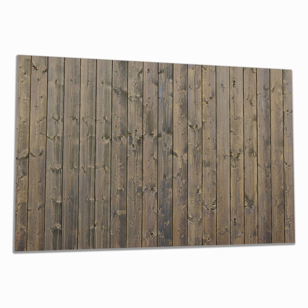 Wallario Herdabdeckplatte aus Glas, Größe 90 x 52 cm 1-teilig, Motiv Holzpaneelen in grau braun - Holzmuster mit Maserung