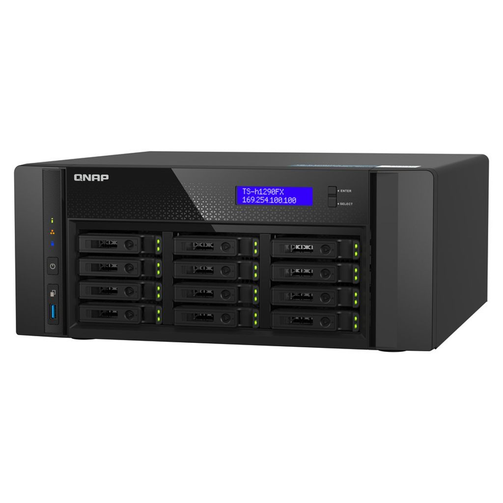 QNAP TS-h1290FX - NAS-Server - 12 Schächte - SATA 6Gb/s / PCIe (NVMe) / U.2 - RAM 128 GB - 25 Gigabit Ethernet / 2.5 Gigabit Ethernet - iSCSI Support