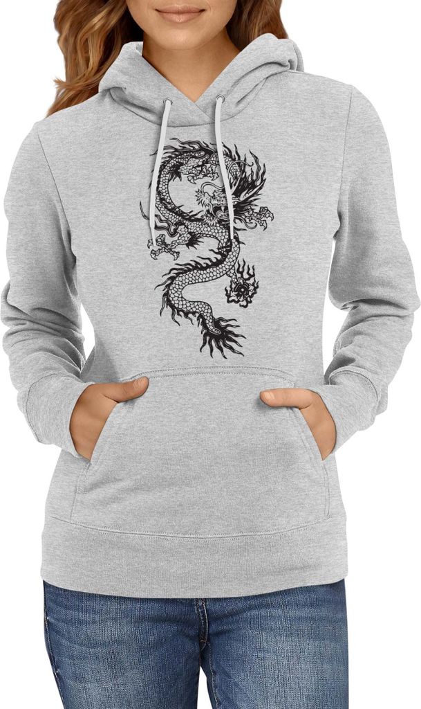 Damen Kapuzenpullover Dragon Anime Manga Ball Z Shenron 04, Lady M / Grau