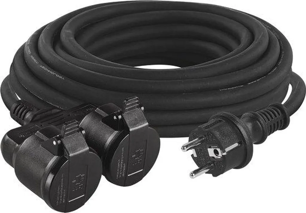 Rallonge jardin et chantier 15m - 2 prises Schuko - Étanchéité IP44