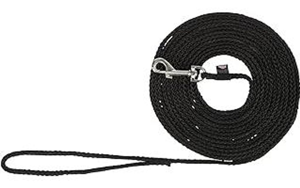 TRIXIE Schleppleine S–M, 10 m ø 5 mm in schwarz - Lange Hundeleine für Training und Outdoor - für kleine bis mittelgroße Hunde - 19761