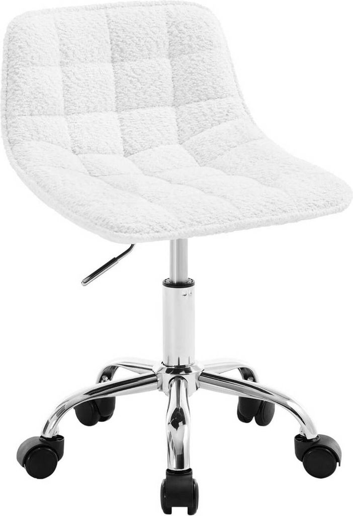 WOLTU Bürohocker mit Rollen, ergonomisch, Arbeitshocker, Drehstuhl Chenille, Weiß