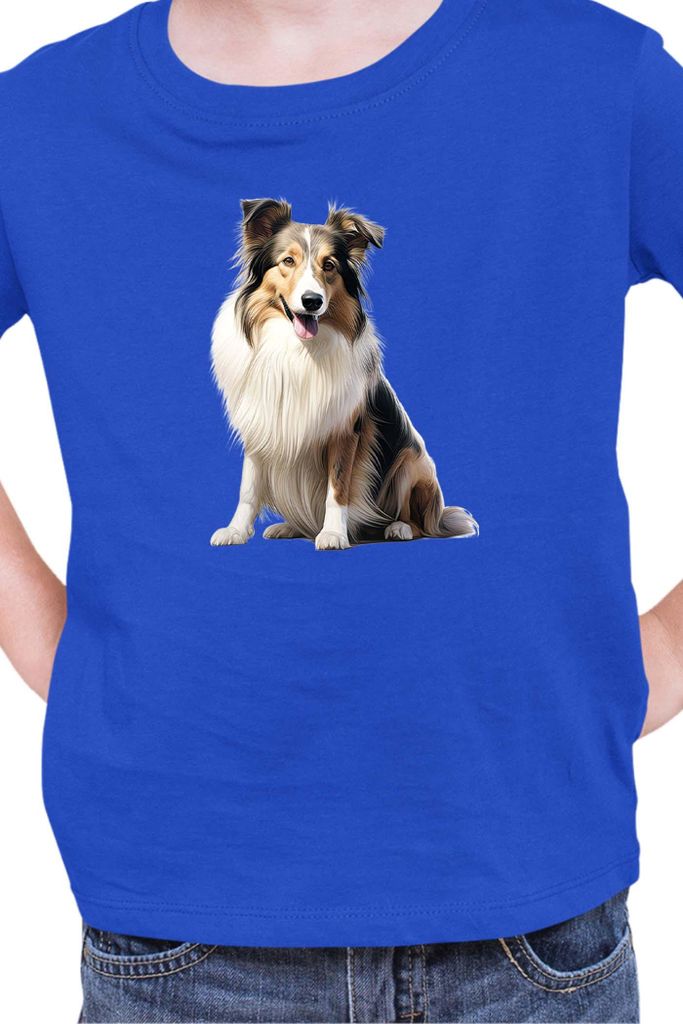 Kinder T-Shirt Dogs Breeds Collie Dog Breed 006, 7-8 Jahr - 128 / Blau