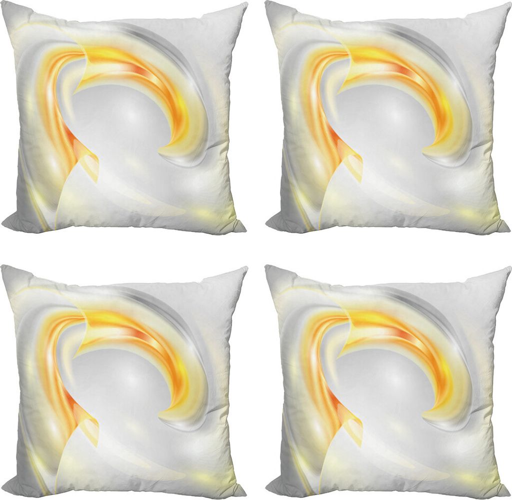 ABAKUHAUS Grau und Gelb Kissenbezug Set (4 Stück), Futuristisches Design, Moderner Doppelseitiger Digitaldruck, 50 cm x 50 cm, Schwarz Marigold un...