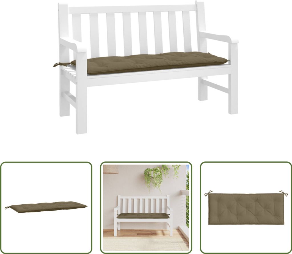 The Living Store Gartenbank-Auflage Melange Taupe 120x50x7 cm Stoff