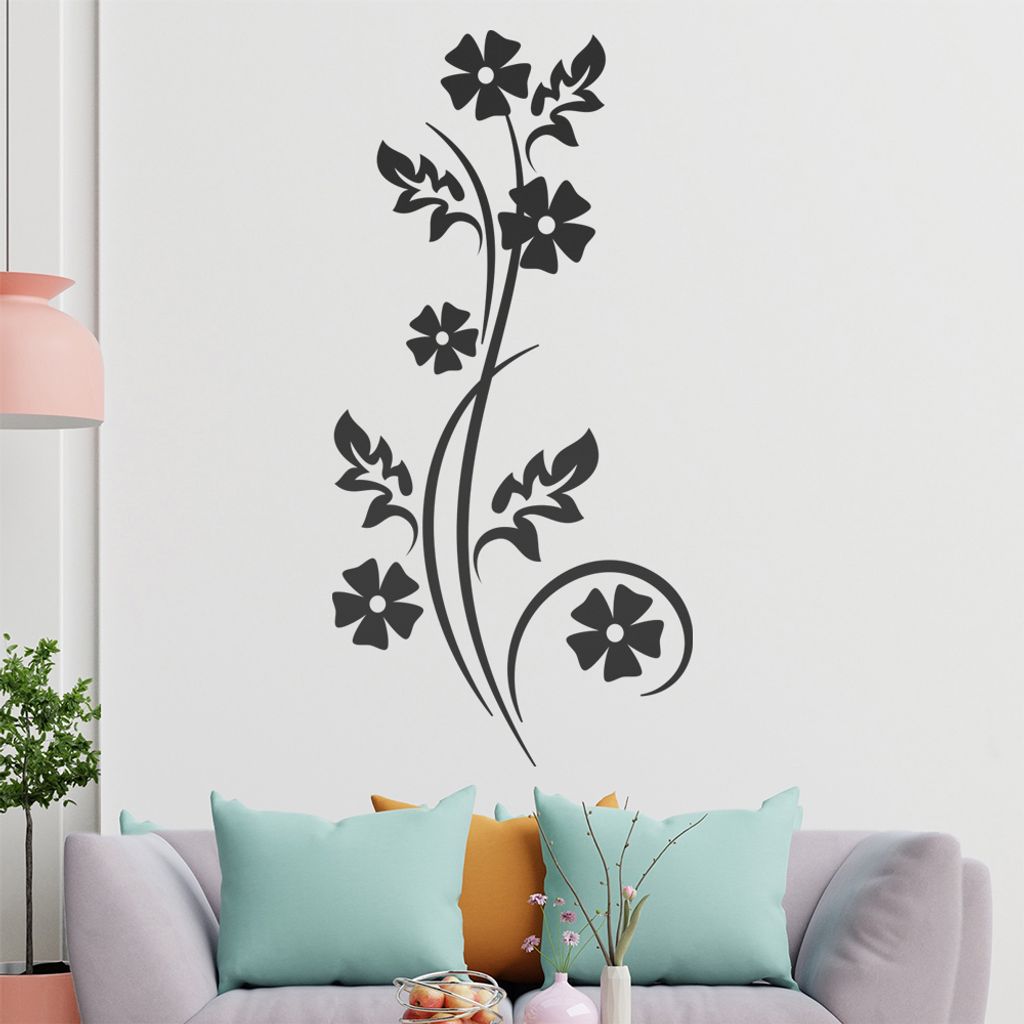 Kleine Blüten - Blätter Wandtattoo in 6 Größen - Wandaufkleber Wall Sticker - Dekoration, Küche, Wohnzimmer, Schlafzimmer, Badezimmer