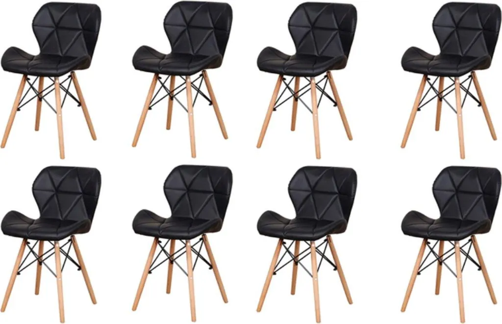 Happyment Chaises de salle à manger modernes - Set de 8 Noir design coque