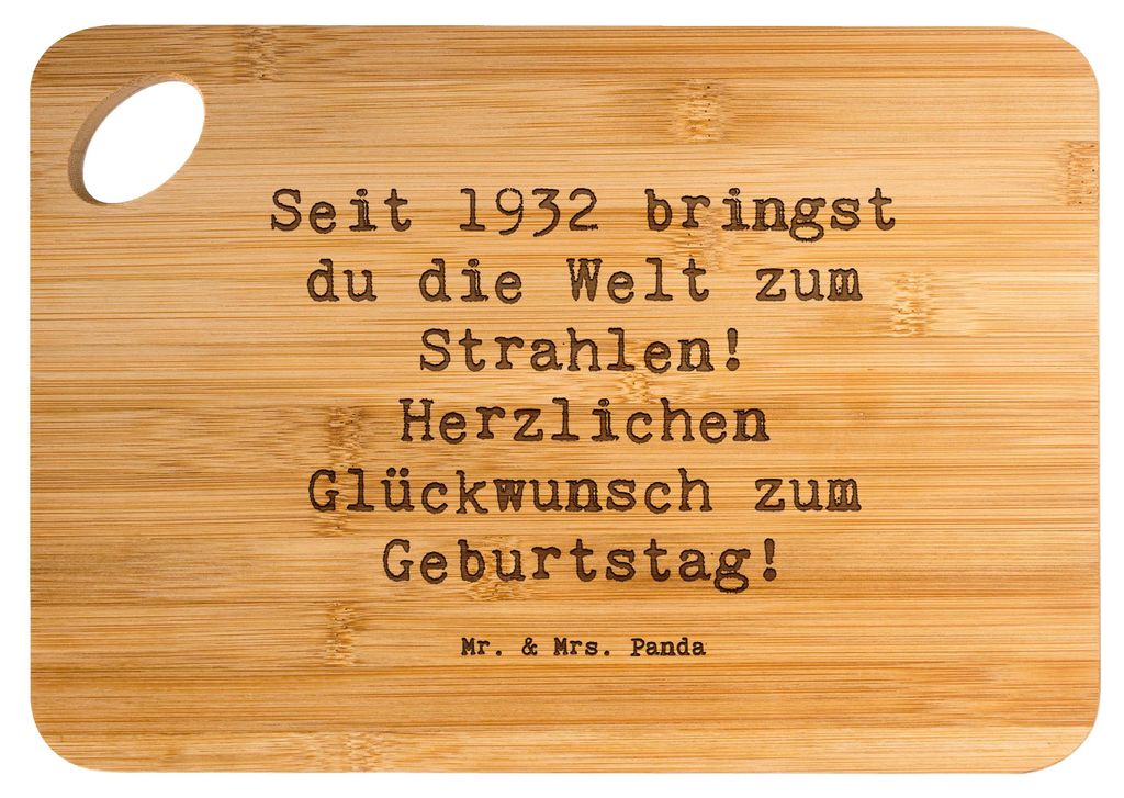 Mr. & Mrs. Panda holzschneidebrett Spruch 1932 Geburtstag Strahlen - Transparent - Geschenk, Holzbrett, Schneidebrett, Brett, historische Ereigniss...