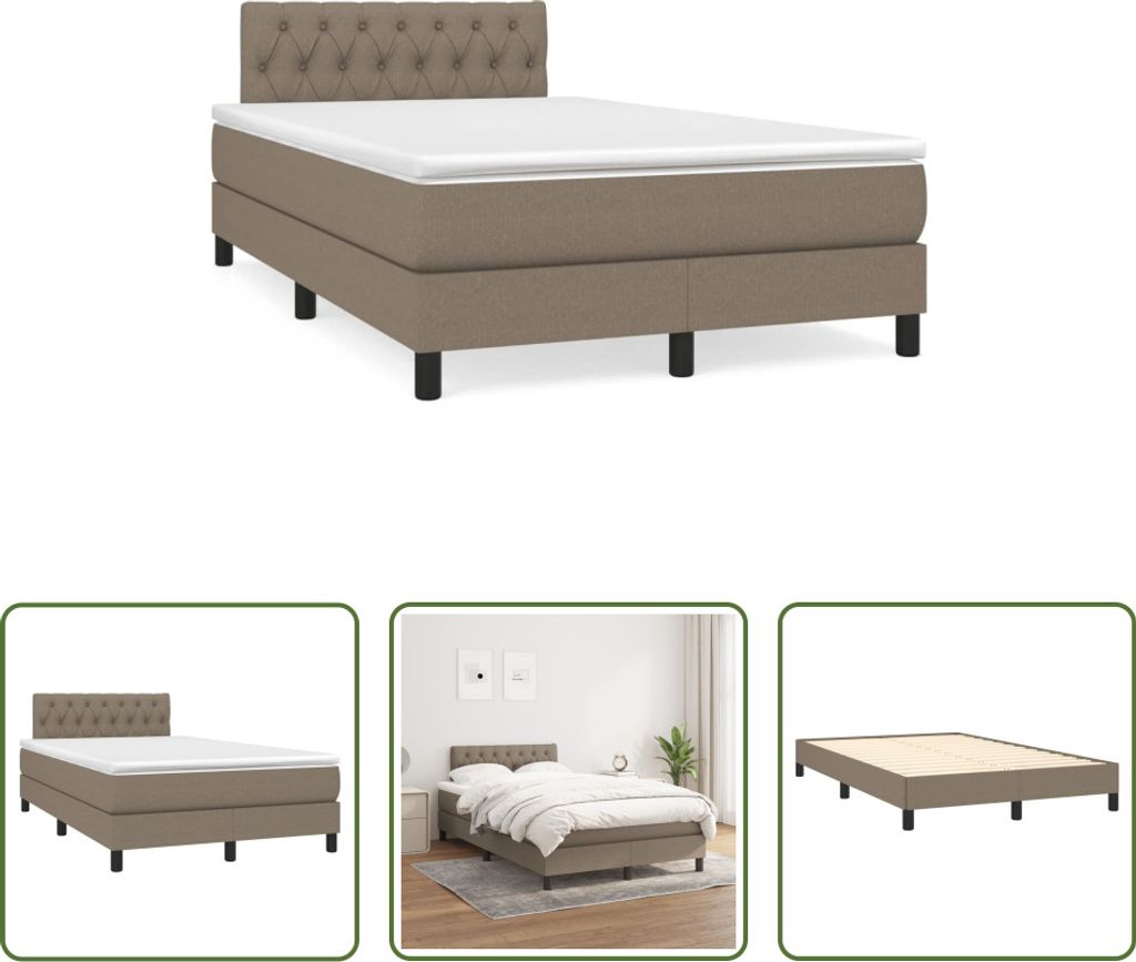 The Living Store Boxspringbett mit Matratze Taupe 120x190 Produktbild 