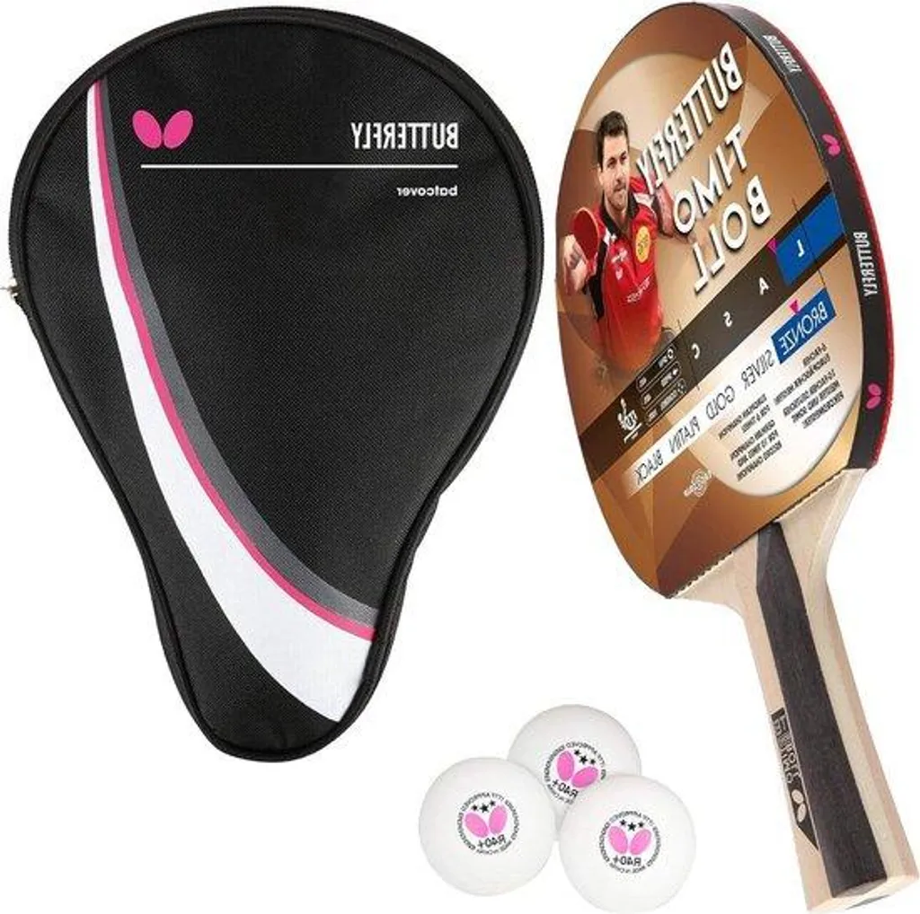 Set de ping-pong complet avec raquettes bronze et balles ITTF R40+