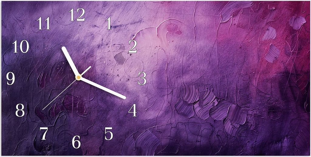 Wanduhr aus Glas mit Motiv Textur Mischung Lila- 60 x 30 cm - inkl. Aufhängesystem