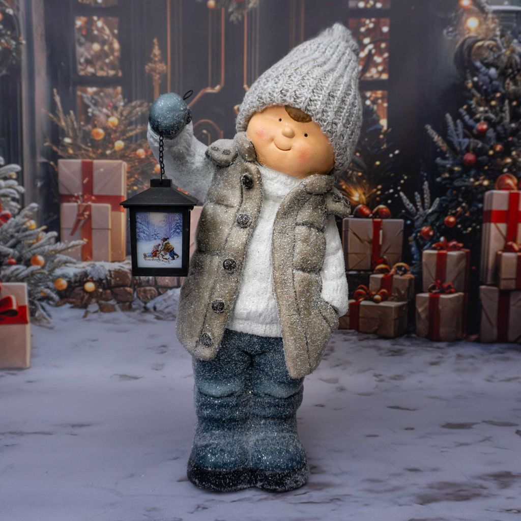 Figurka dekoracyjna chłopiec z latarnią 52 cm Solis Decor Zdjęcie produktu 