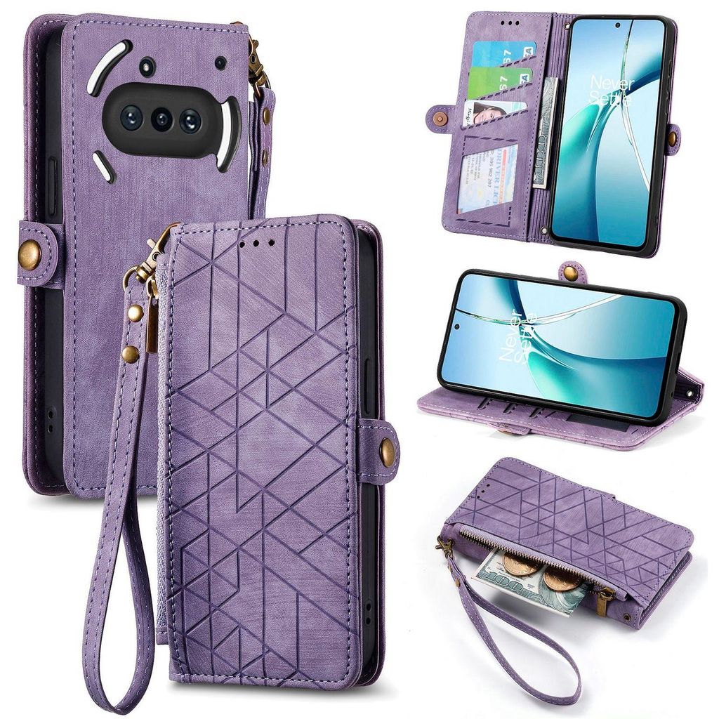 Für Nothing Phone 3a Geometric Design Kunstleder Zipper Produktbild 
